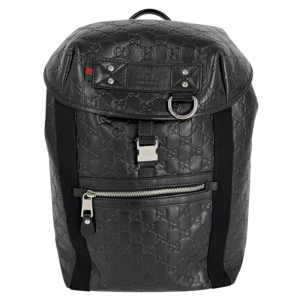 GUCCI グッチ リュック グッチシマ バックパック 368561    ブラック 黒 シルバー金具 メンズ【中古品】