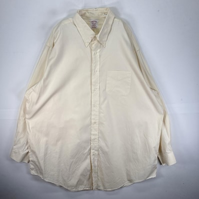 古着 ブルックスブラザーズ Brooks Brothers 長袖シャツ BD 1818 胸ポケ 2XL ベージュ系 無地 メンズ
