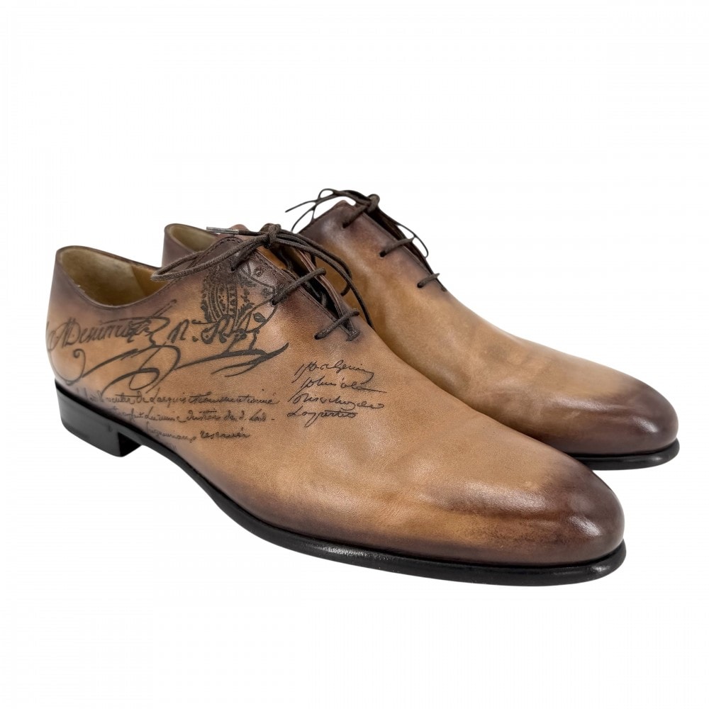 Berluti ベルルッティ ローファー アレッサンドロガレ スクリット 革靴 6サイズ 約25.5cm カリグラフィ レザー    ブラウン 茶 メンズ【中古品】