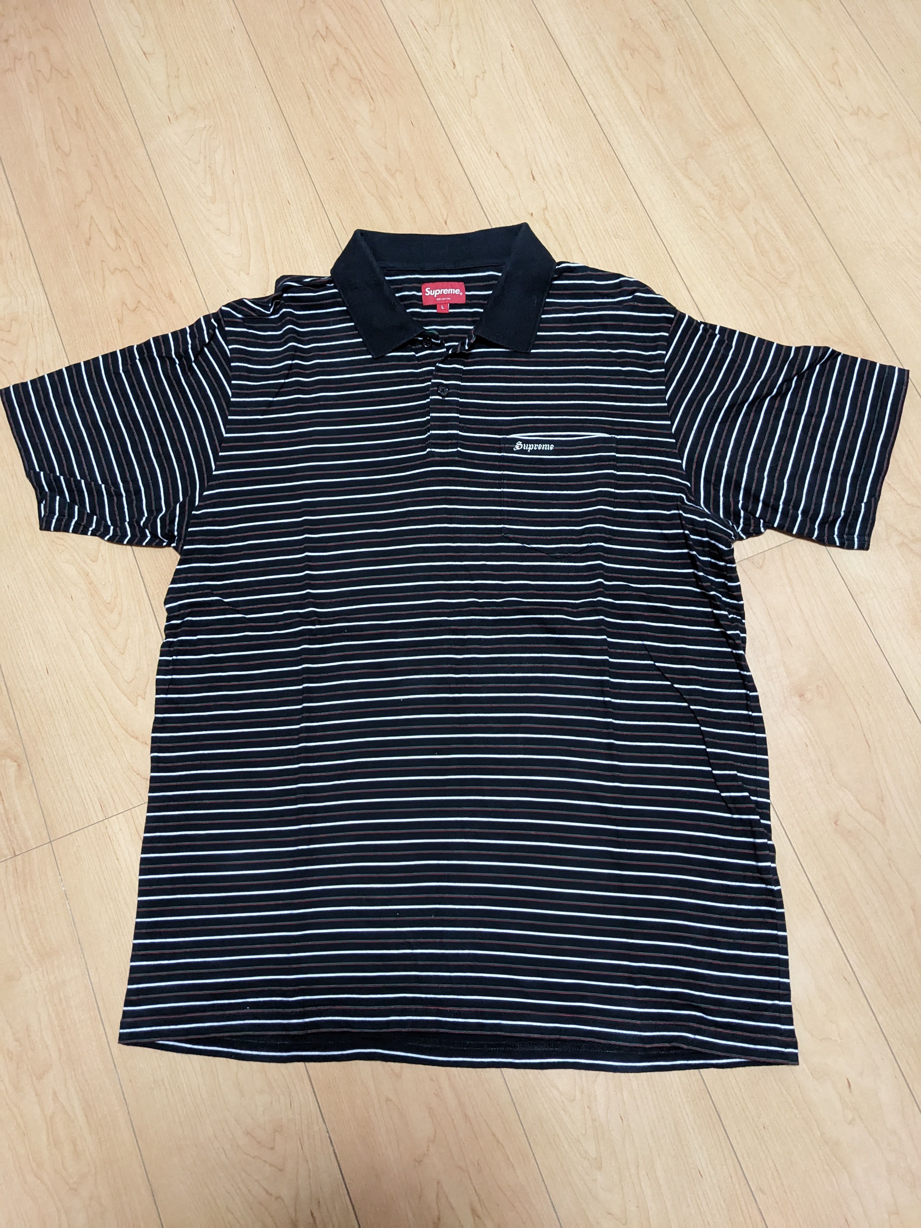 Supreme Thin Stripe Polo "Black"