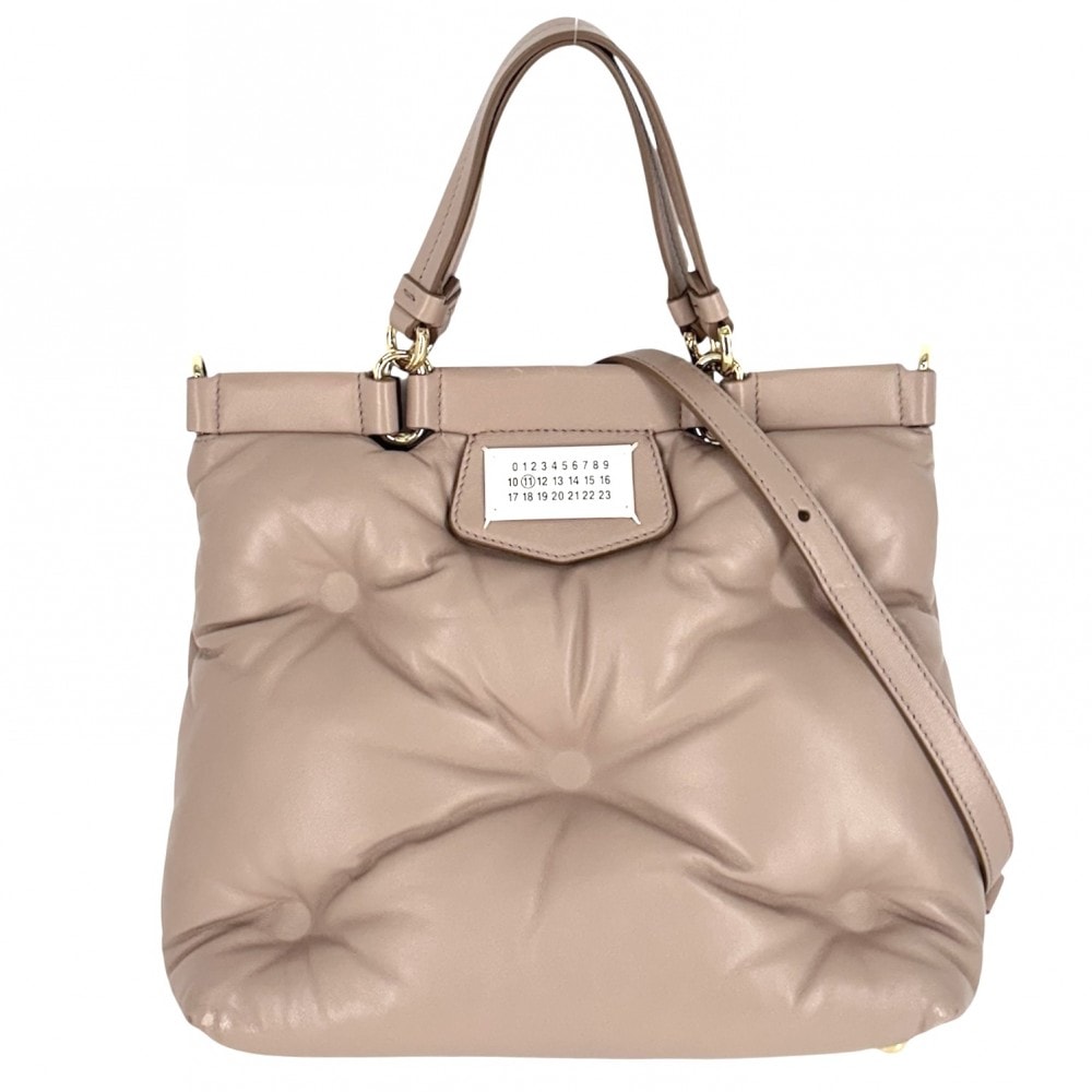 MAISON MARGIELA メゾンマルジェラ 2WAY グラムスラム ハンドバッグ 肩掛け 斜め掛け ショルダーバッグ レザー ピンクベージュ ゴールド金具 レディース【中古品】