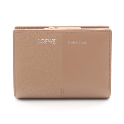 ロエベ LOEWE デュエット コンパクトウォレット 二つ折り財布 財布 レザー レディース ブラウン系 C612NCWX01 【中古】