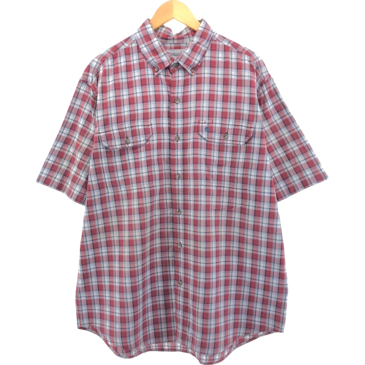 古着 カーハート Carhartt チェック柄 ボタンダウン 半袖 ワークシャツ メンズXL相当/eaa560709