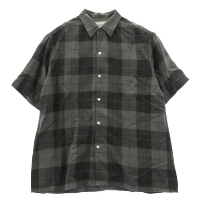 WACKO MARIA ワコマリア 半袖シャツ OMBRE CHECK OPEN COLLAR SHIRT オンブレチェック 半袖 シャツ グレー系 ブラック系 XL【中古】