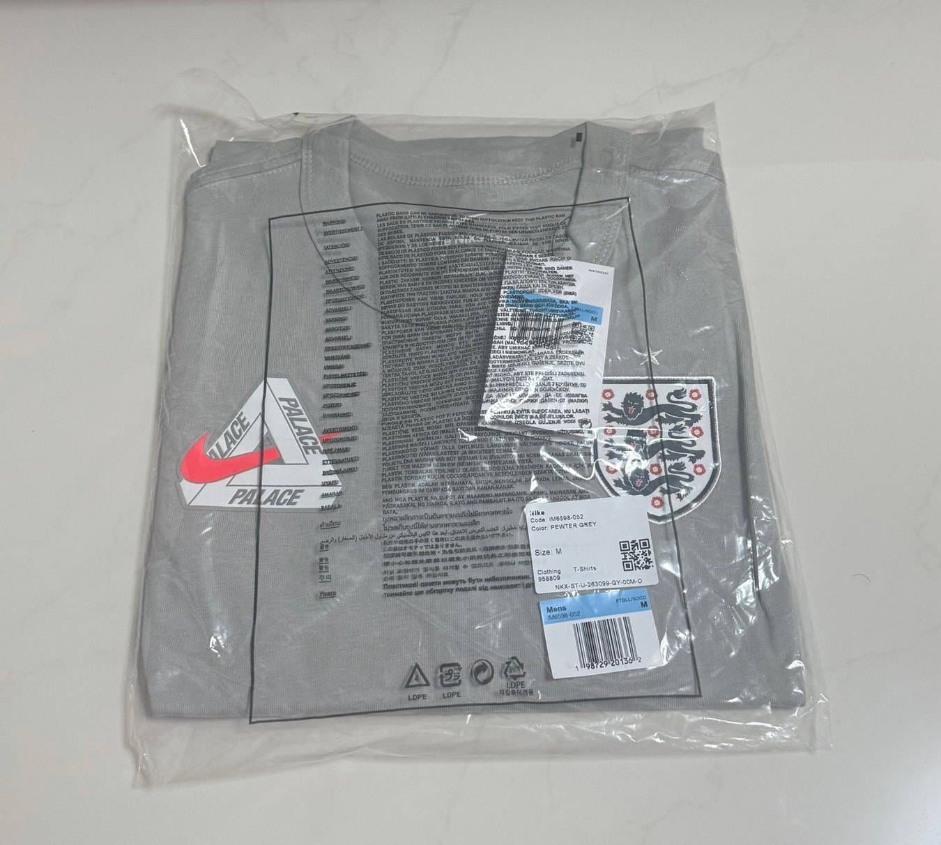 Nike x PALACE X2 World Cup T-Shirt England "Grey"