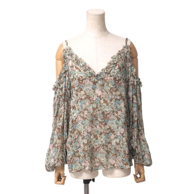 ■美品■Stella McCartney ステラマッカートニー ブラウス サイズ34 花 総柄 長袖 オフショルダー ブランド古着【中古】20250807/RA5737