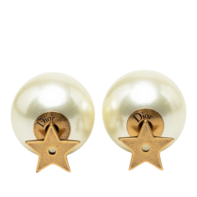 ディオール スター 星 スタッドピアス ゴールド メッキ フェイクパール レディース Dior 中古