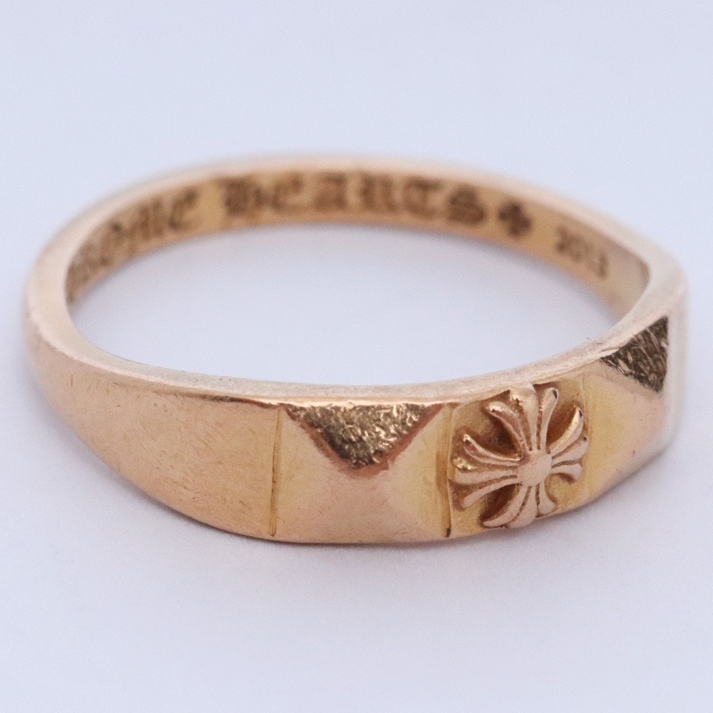 Chrome Hearts 22K Bubble Gum Pyramid CH Plus Ring "Yellow Gold"