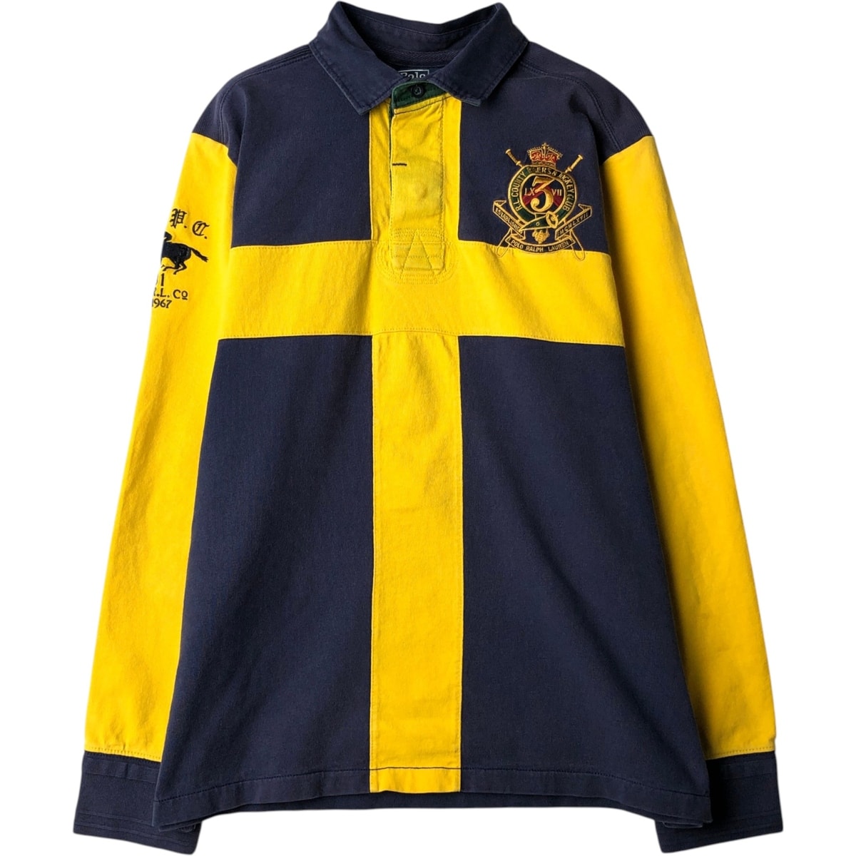 古着 ラルフローレン Ralph Lauren POLO by Ralph Lauren CUSTOM FIT ダブルポニー 長袖 ラガーシャツ メンズXL相当/eaa618903