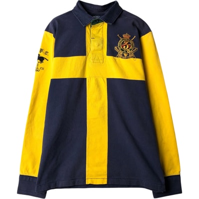 古着 ラルフローレン Ralph Lauren POLO by Ralph Lauren CUSTOM FIT ダブルポニー 長袖 ラガーシャツ メンズXL相当/eaa618903