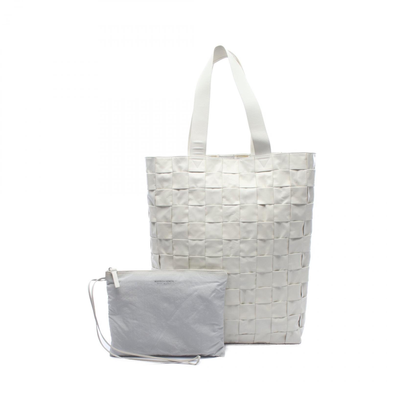 ボッテガヴェネタ BOTTEGA VENETA イントレチャート トートバッグ バッグ レザー レディース ホワイト系 【中古】