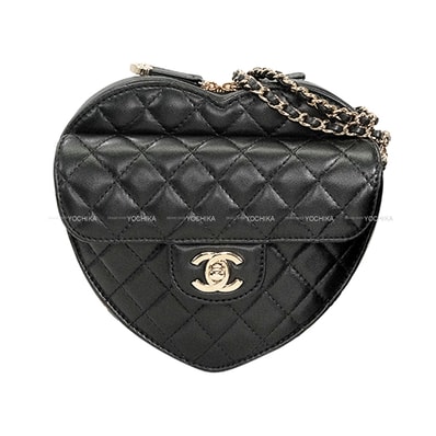 【渋谷並木橋店】CHANEL シャネル ショルダーバッグ ハートシェイプ マトラッセ ココマーク ラージ 黒 (ブラック) ラムスキン シャンパンゴールド金具 AS3191 新品同様【中古】