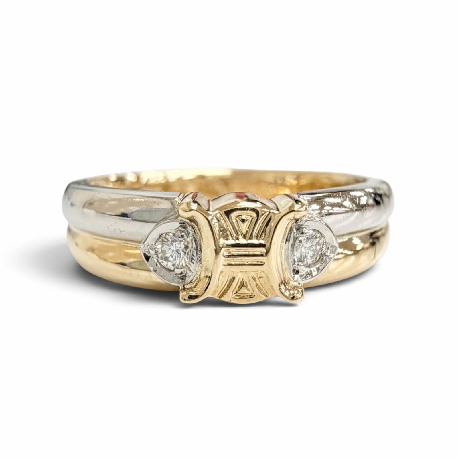 美品 セリーヌ マカダム リング ダイヤモンド0.04CT JP10号