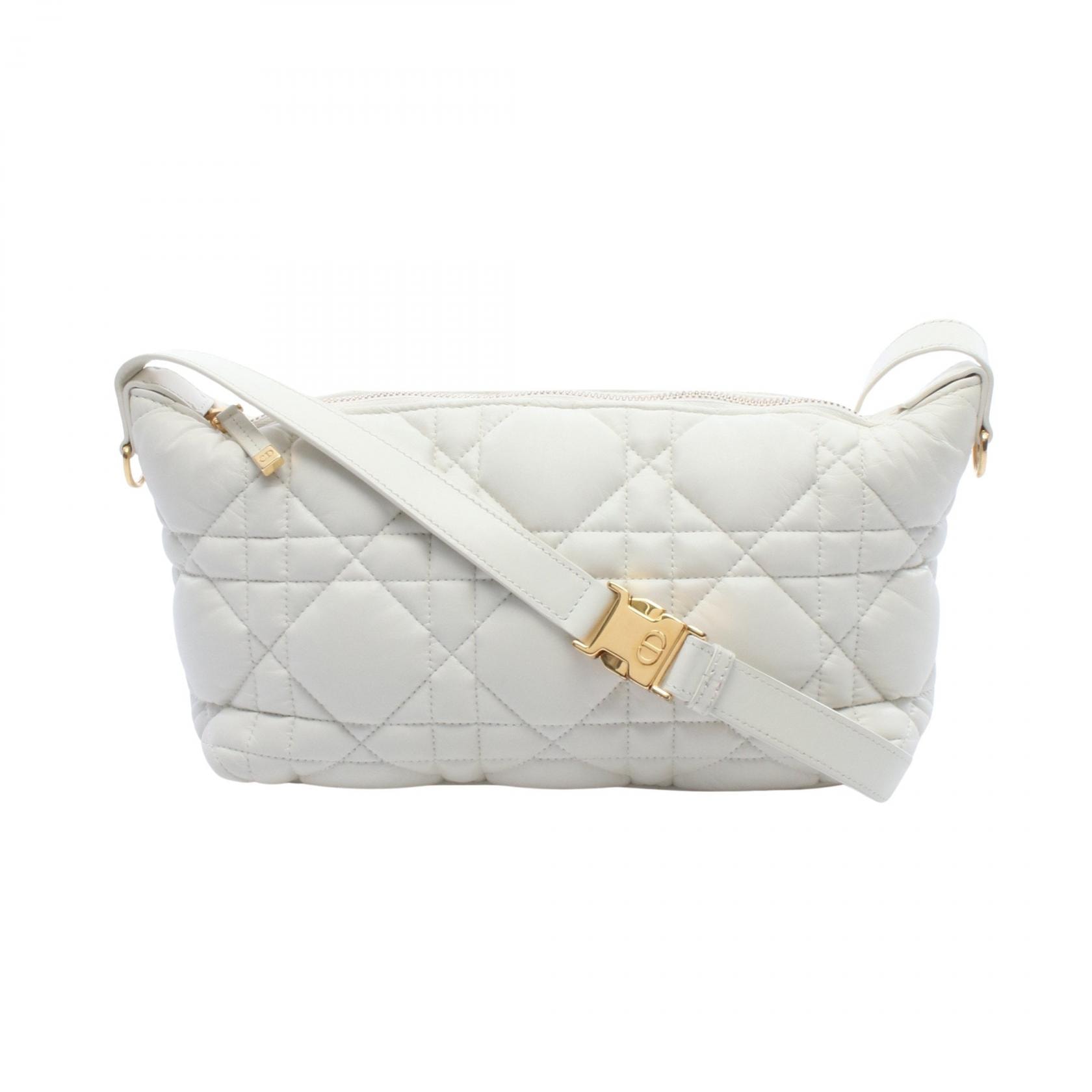ディオール Dior DIORTRAVEL ノマドポーチ カナージュ ショルダーバッグ バッグ レザー レディース ホワイト系 【中古】