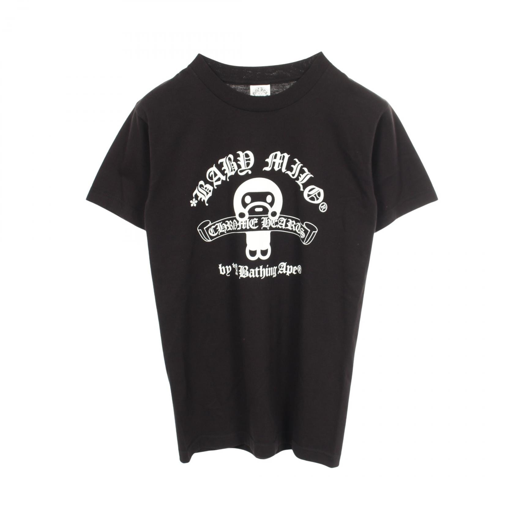 クロムハーツ CHROME HEARTS CHROME HEARTS × A BATHING APE BABY MILO 半袖Tシャツ 衣料品 トップス コットン メンズ ブラック系 【中古】