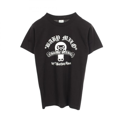 クロムハーツ CHROME HEARTS CHROME HEARTS × A BATHING APE BABY MILO 半袖Tシャツ 衣料品 トップス コットン メンズ ブラック系 【中古】