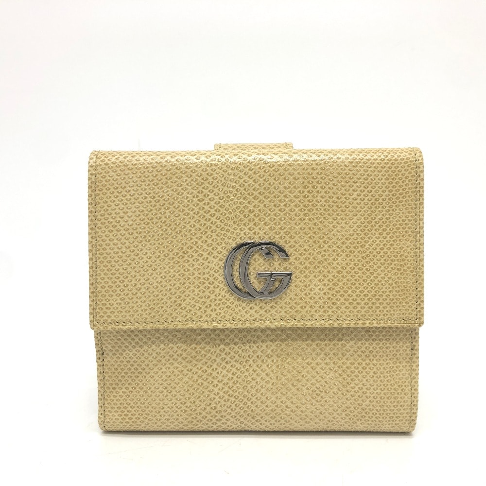 グッチ GUCCI GGマーモント ロゴ Wホック 二つ折り財布 コンパクトウォレット 2つ折り財布 レザー ベージュ
