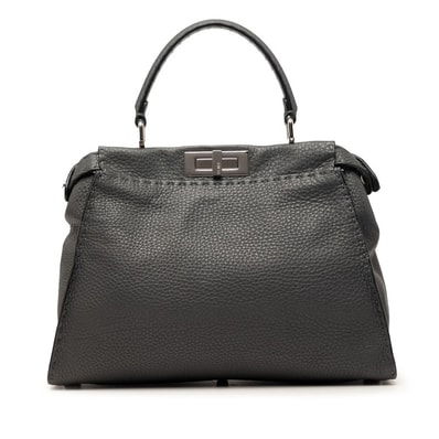 フェンディ セレリア ピーカブー ミディアム ハンドバッグ 8BN226 グレー レザー レディース FENDI 【中古】