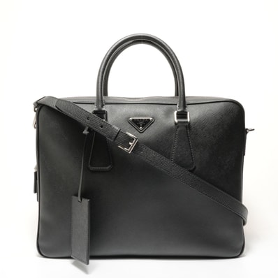 プラダ PRADA サフィアーノレザー ブリーフケース ハンドバッグ【中古】