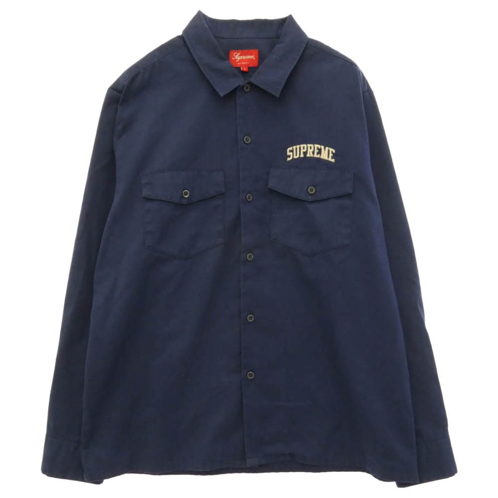 Supreme シュプリーム 16AW Arc Logo Work アーチロゴ 長袖 ワーク シャツ ネイビー系 L【中古】