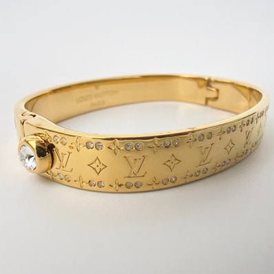 Louis Vuitton Nanogram Strass Rigid Bracelet "Gold"