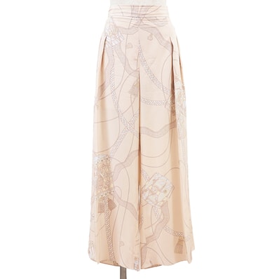 【極美品】HERMES エルメス セミイージーパンツ サイズ 44 レディース シルク100%デシン 馬具 ボトムス ライトピンク 桃色 フランス製