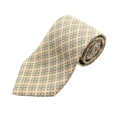 エルメス HERMES 幾何学 ネクタイ 衣料品 シルク シルク レディース グリーン系 / レッド系 / マルチカラー 【中古】