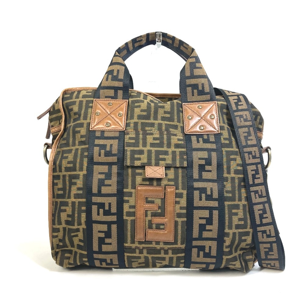 フェンディ FENDI ハンドバッグ 2WAYバッグ ショルダーバッグ 肩掛け 7VA158 ズッカ FF柄 カバン トートバッグ レザー/キャンバス ブラウン