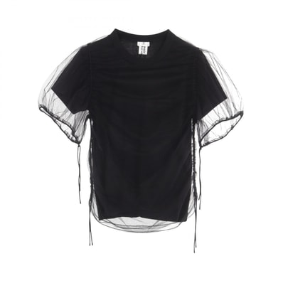 コムデギャルソン COMME des GARCONS チュールドッキング 半袖Tシャツ 衣料品 トップス コットン ナイロン レディース ブラック系 3C-T017 【中古】