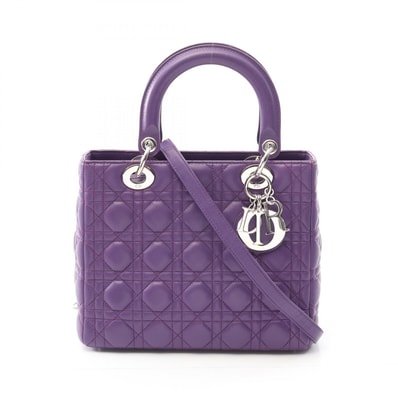 ディオール Dior LADY DIOR レディディオール ハンドバッグ バッグ レザー レディース パープル系 CAL44551 【中古】