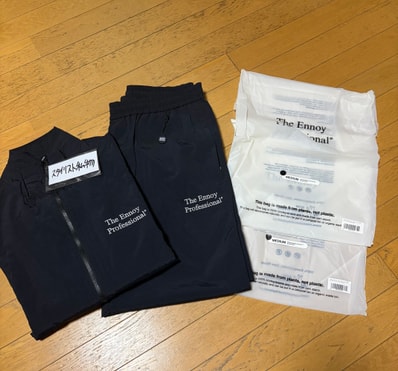 ENNOY 23AW Stylistshibutsu Nylon Track Suit Set Up Black × White AW23BRENJK02LP / AW23BRENPT04LP