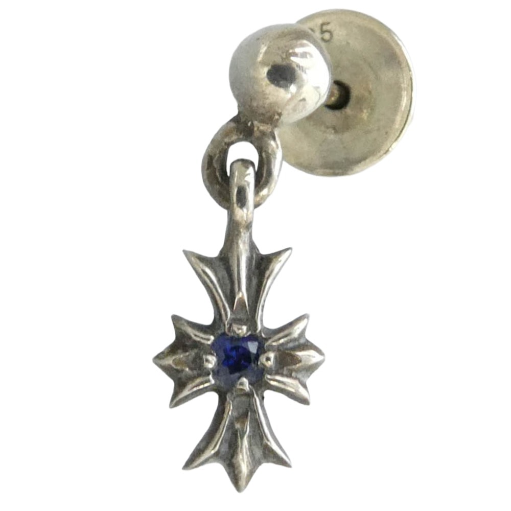 Chrome Hearts Tiny E CH Plus 1 Sapphire Drop Earring Silver 925 "Silver/Blue"