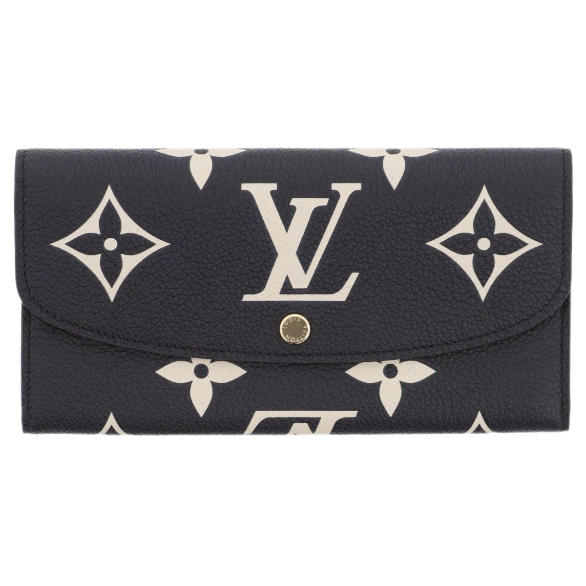【再値下げ】 LOUIS VUITTON ルイ・ヴィトン フラップウォレット ポルトフォイユ エミリー モノグラム アンプラント 長財布 M82340 レザー ブラック レディース【中古】