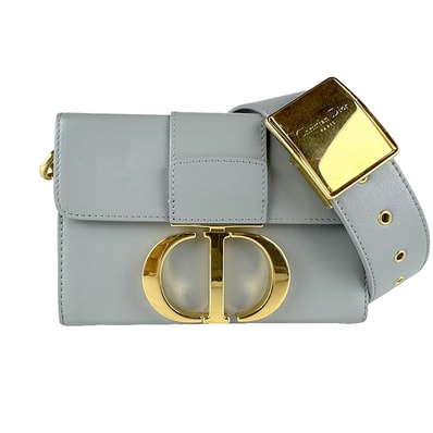 クリスチャンディオール Christian Dior ショルダーバッグ 30モンテーニュ レザー グレー ゴールド レディース【中古】 z9722