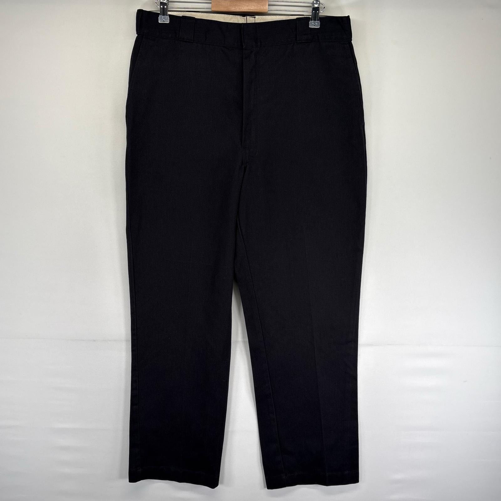 古着 ディッキーズ Dickies USA製 パンツ ワンポイントロゴ 大きいサイズ ジッパーフライ TALONジッパー w38 L32  ブラック系 メンズ