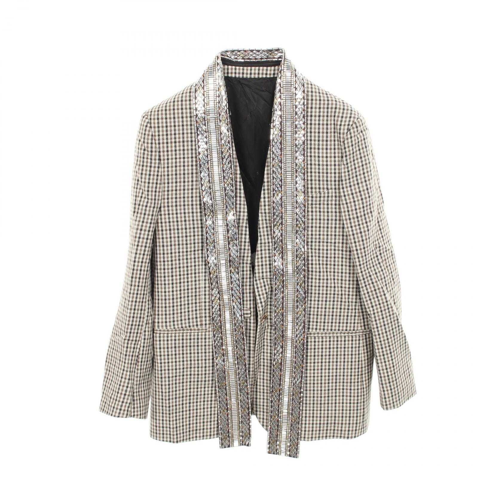 ルイ・ヴィトン LOUIS VUITTON チェック 衣料品 アウター ウール レディース アイボリー系 / ブラウン系 RW202B YXO FJVB87 【中古】