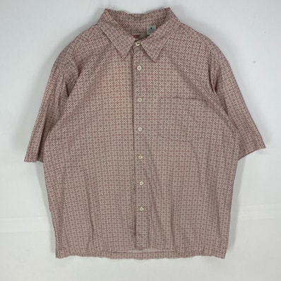 古着 90's/90年代 リーバイス Levi's 半袖シャツ 開襟 胸ポケット ショートスリーブ オープンカラー L レッド系 総柄 メンズ