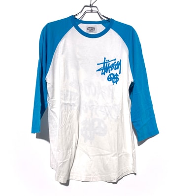 STUSSY RAGLAN LOGO PRINT 3/4 SLEEVE TEE White
