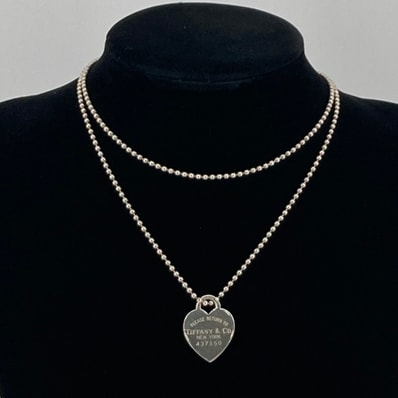 TIFFANY&Co.(ティファニー) ハートタグ リターン トゥ Ag925 ボールチェーン ネックレス 23.63g シルバー