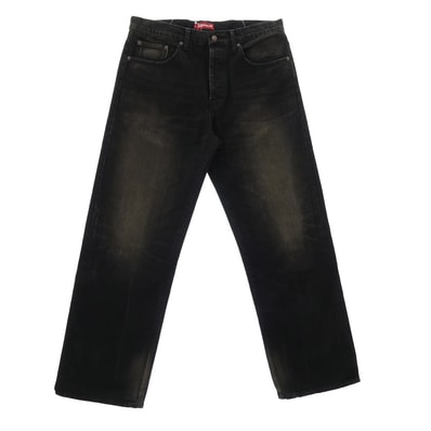 Supreme シュプリーム デニムパンツ 25SS Distressed Loose Fit Selvedge Jean Washed Black ディストレスト ルーズ フィット ウォッシュド ブラック セルビッジ ジーンズ W34【極上美品】【中古】
