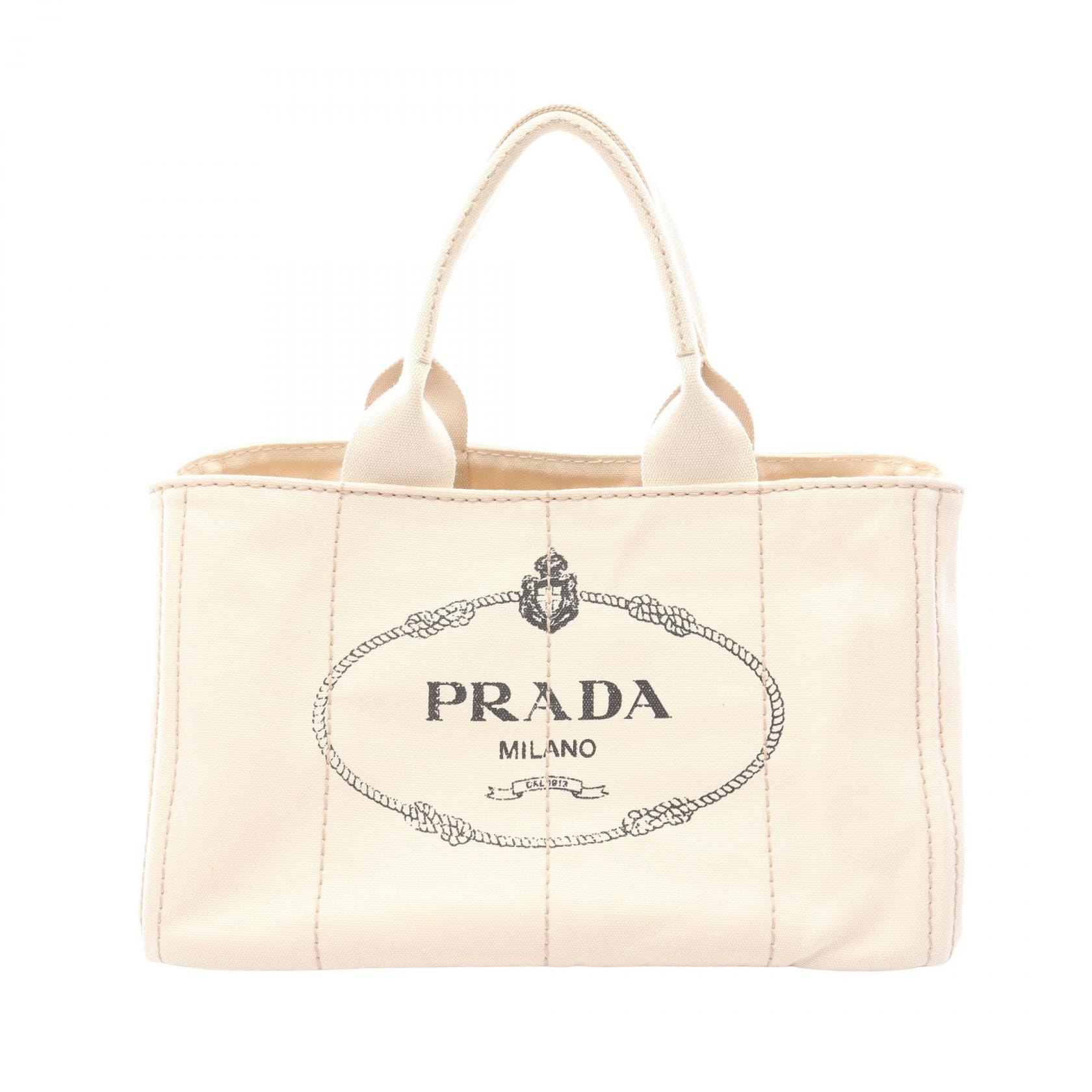 プラダ PRADA カナパ トートバッグ バッグ キャンバス レディース ホワイト系 BN1877 【中古】