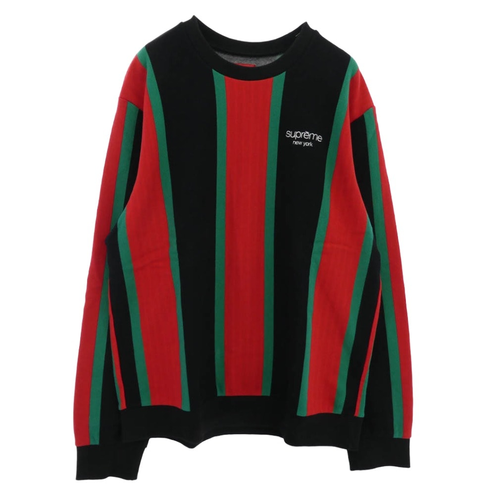 Supreme シュプリーム スウェット 17AW ワングラム期 Vertical Striped Pique Crewneck ヴァーティカル ストライプド ピケ クルーネック スウェット M【中古】
