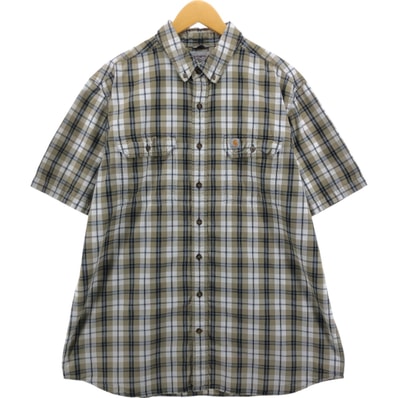 古着 カーハート Carhartt RELAXED FIT チェック柄 半袖 ワークシャツ メンズXL相当/eaa558368