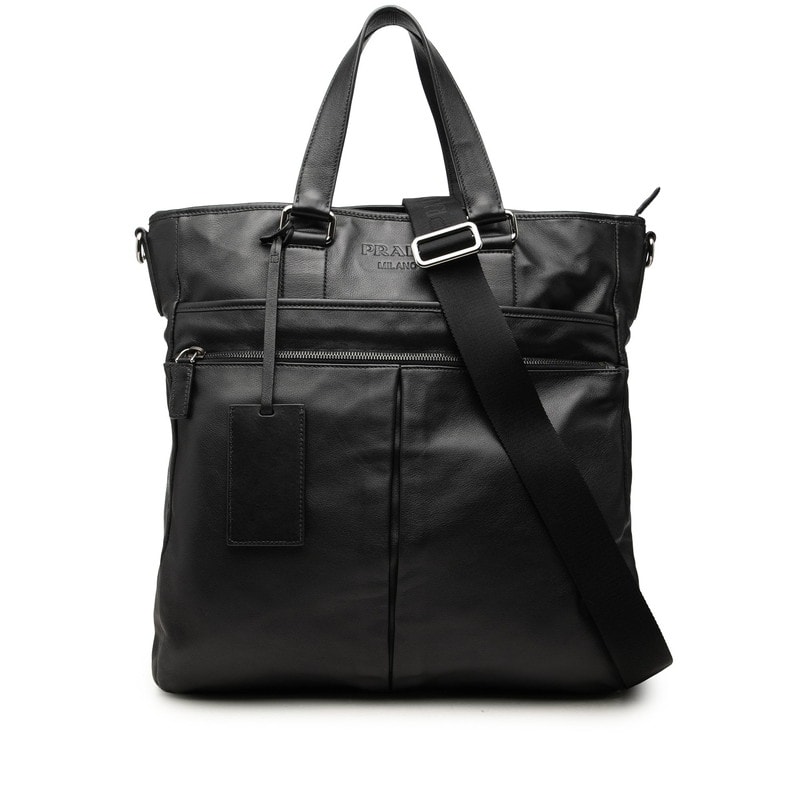 プラダ トートバッグ 2WAY ショルダーバッグ ブラック レザー レディース PRADA 中古