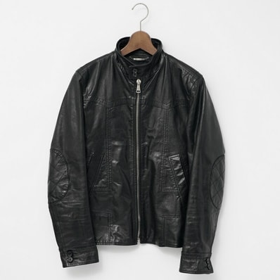 DOLCE&GABBANA ドルチェアンドガッバーナ ライダースジャケット サイズ44 レザージャケット シングル 山羊革 エルボーパッチ イタリア製 ブランド古着【中古】20231123/GO8350