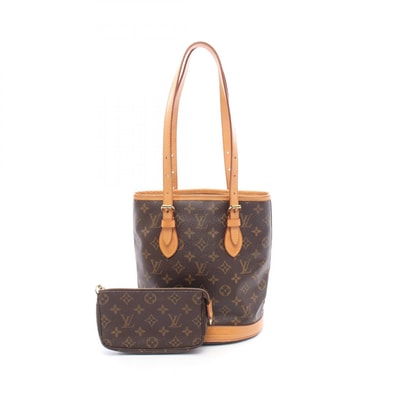 ルイ・ヴィトン LOUIS VUITTON バケットPM モノグラム ハンドバッグ バッグ PVCコーティングキャンバス レザー レディース ブラウン系 M42238 【中古】