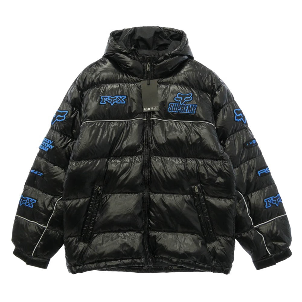 Supreme シュプリーム 25AW x Fox Racing フォックスレーシング Shiny Down Puffer Jacket シャイニー ダウン パファー ジャケット Lサイズ ブラック系 L【極上美品】【中古】