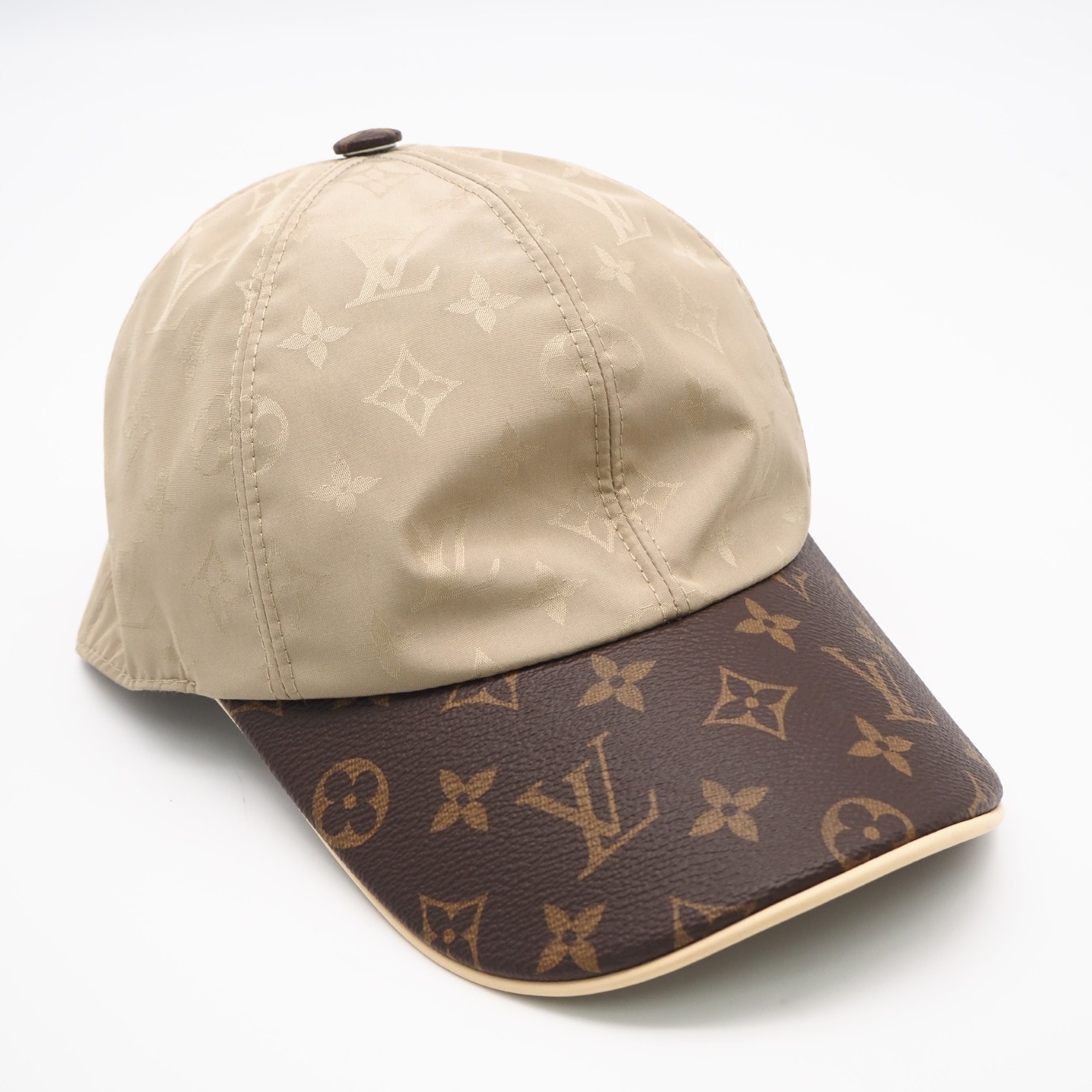 極美品 LOUIS VUITTON ルイ・ヴィトン モノグラム キャップ マイ エセンシャル M M76504 キャップ ベージュ ポリエステル コーティングキャンバス レザー レディース