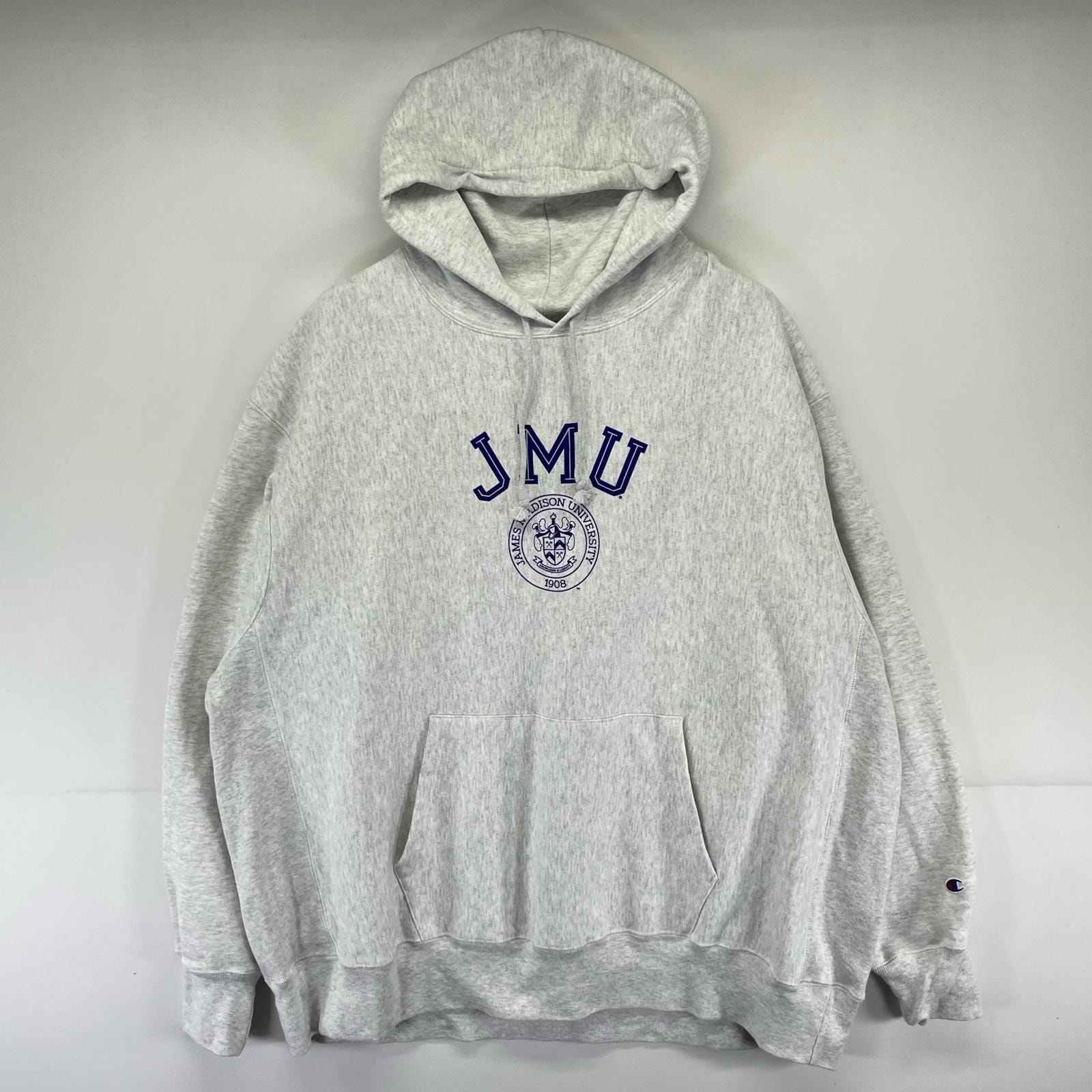 古着 チャンピオン Champion パーカー プルオーバー 大きいサイズ プリント スウェット リバースウィーブ 3XL  グレー系 メンズ