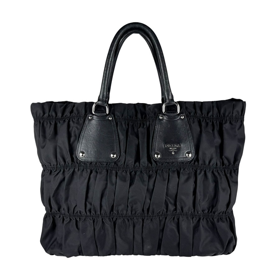 プラダ PRADA ハンドバッグ ナイロン/レザー ブラック レディース【中古】 z11075